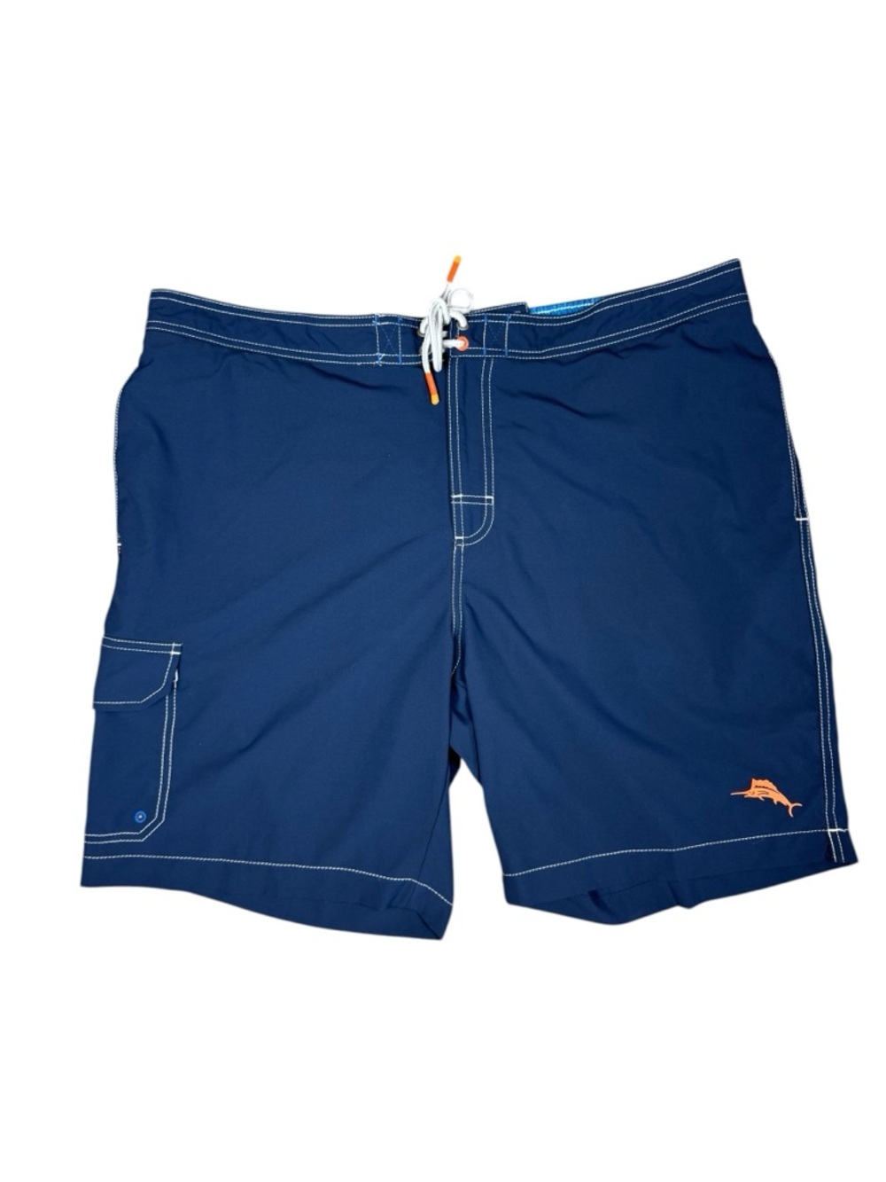 Men's Tommy Bahama Navy Swim Trunks with Orange Accent XXL & Pockets & Liner